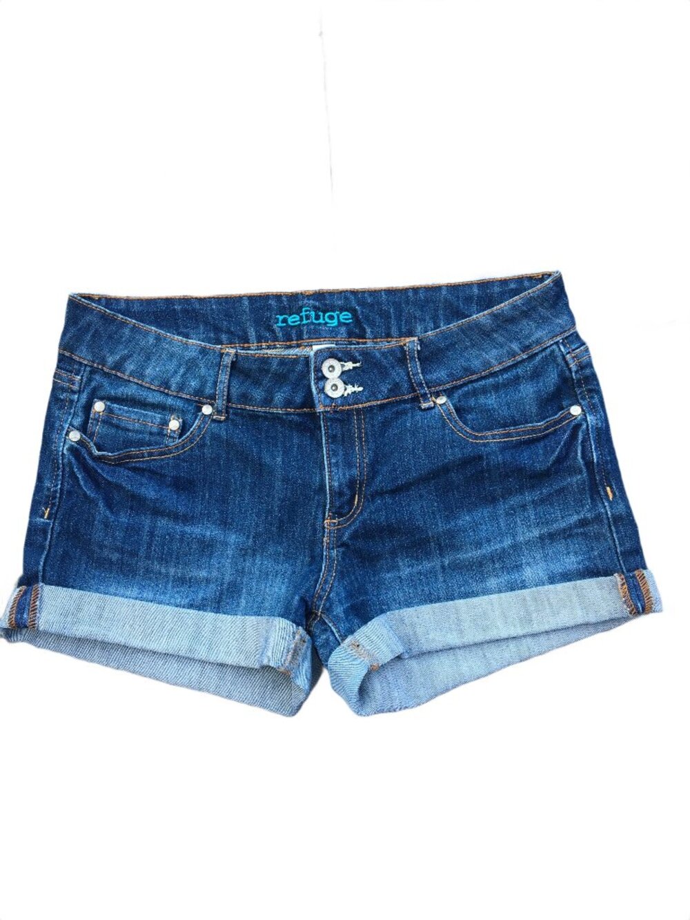 Refuge Cuffed Denim Jean Shorts Womens Size 12 Mid Rise